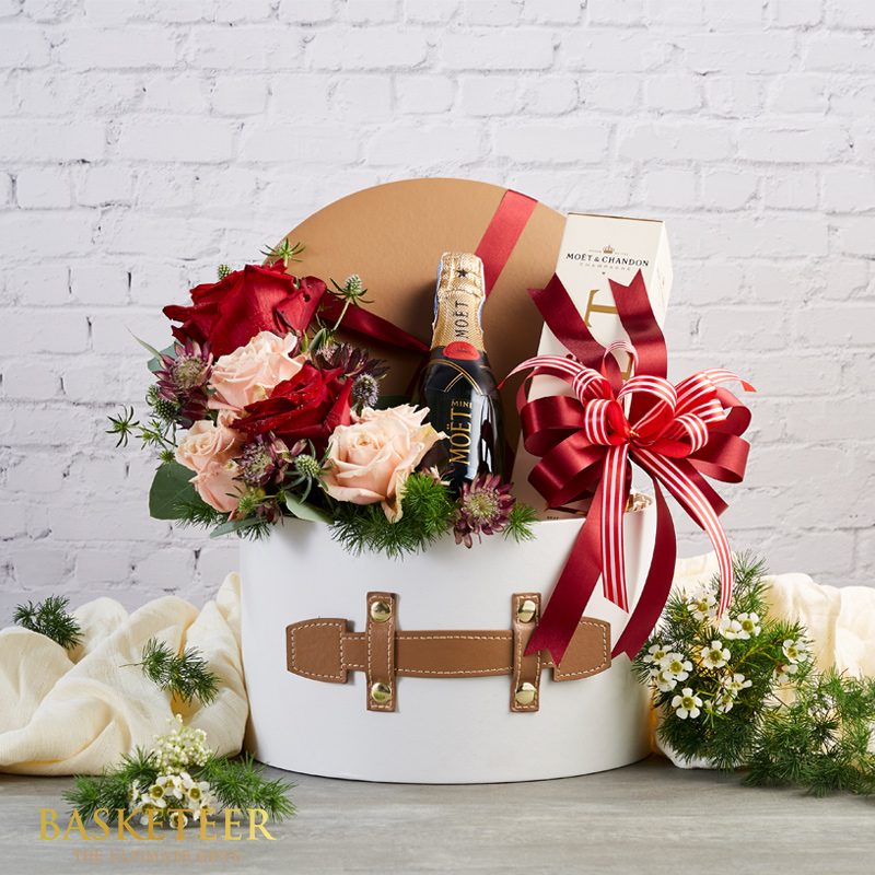 Champagne and Flowers Gift Basket