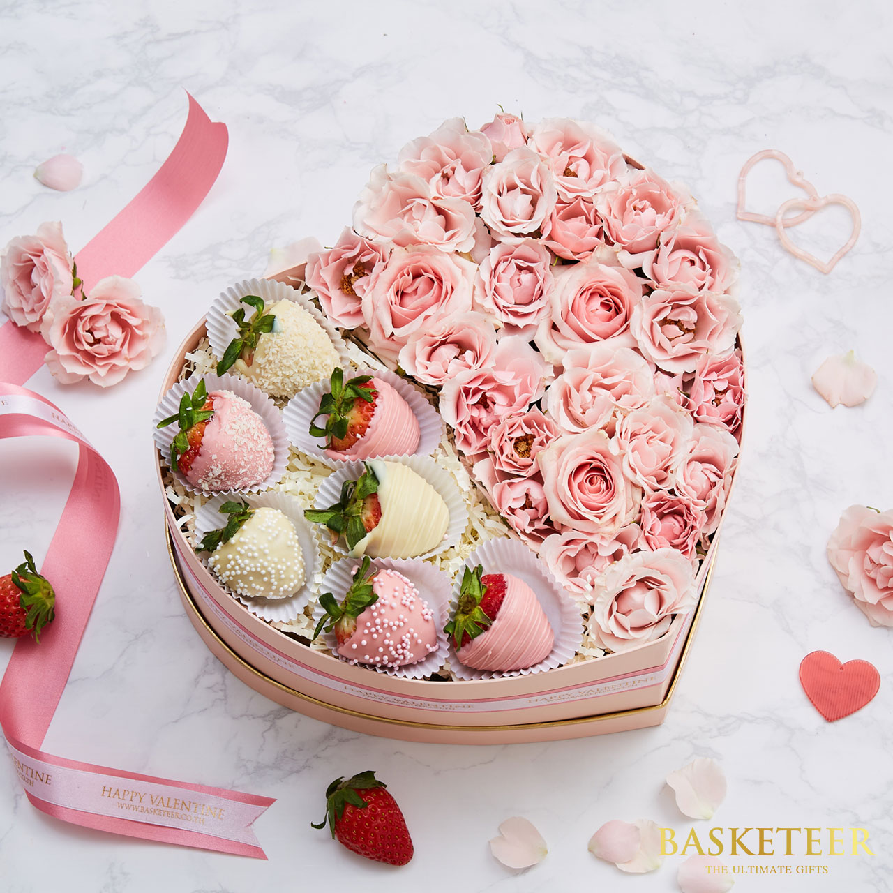Chocolate Covered Strawberry & Rose Gift Box