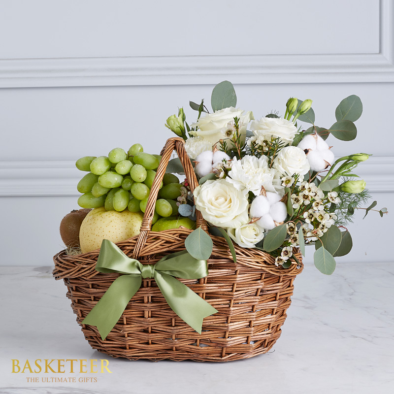 Wonder Fruits With Flowers Basket