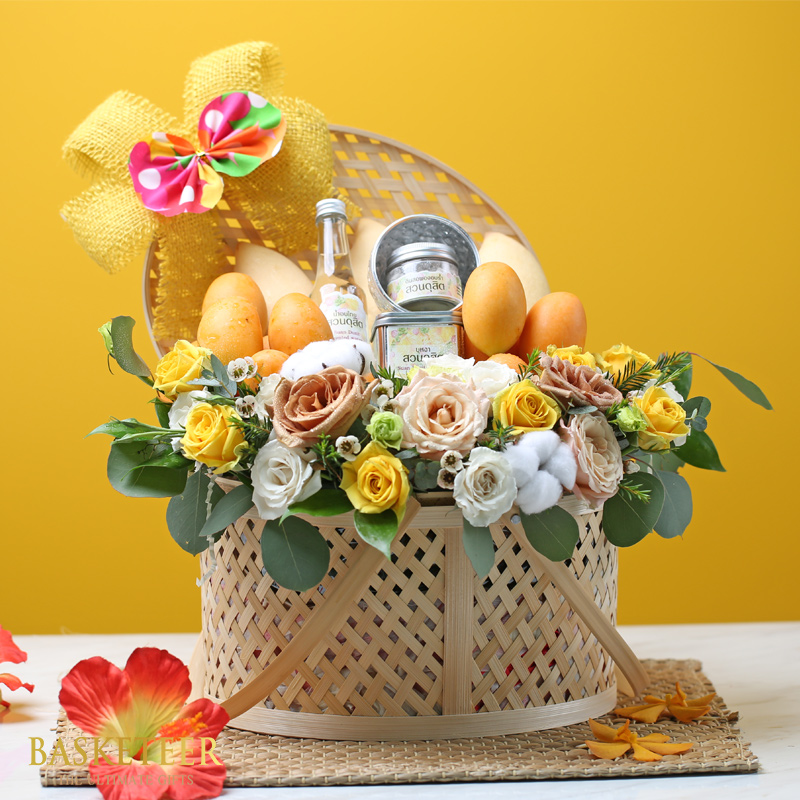 Mango & Marian Plum With Flowers Basket