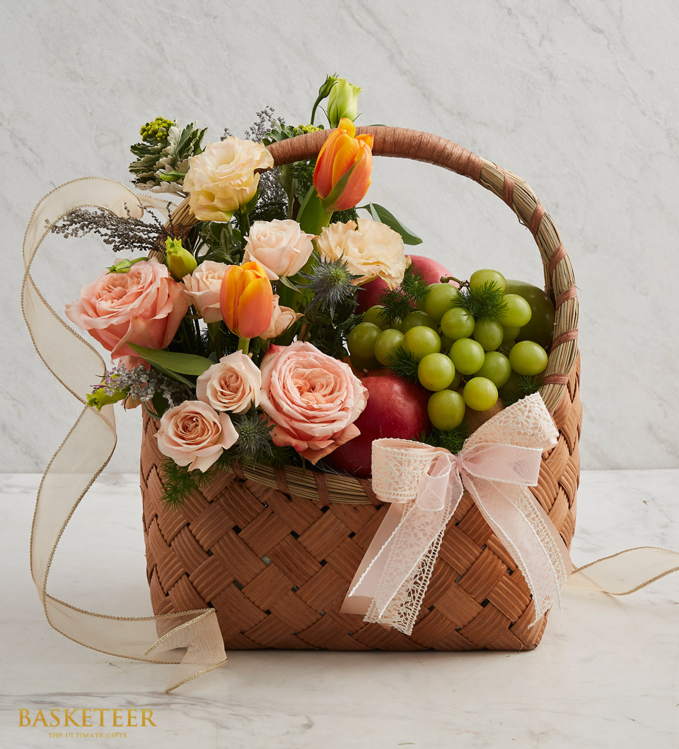 Mixed Fruits & Flowers Basket