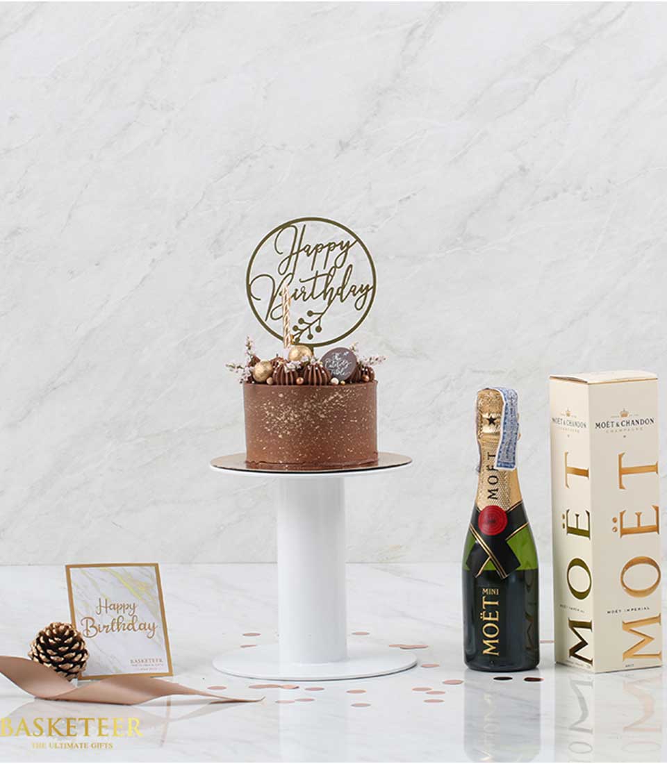 Chocolate Cake and Champagne Celebration