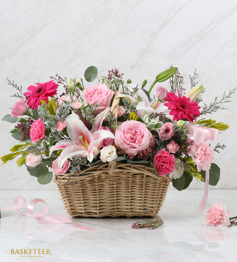 Enchanted Flowers Gardens In Basket