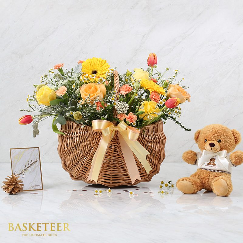 Combo Set (Flower Basket & Teddy Bear)