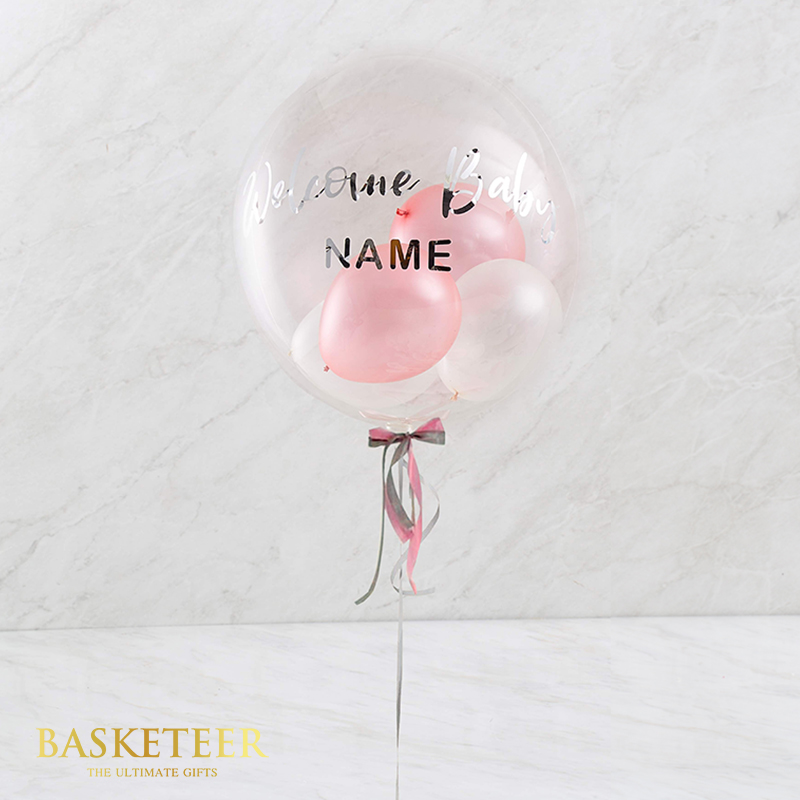 Pink Welcome New Baby Single Balloon
