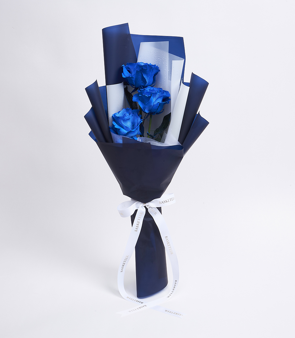 Tinted Blue Mondail Bouquet, Blue Roses Bouquet