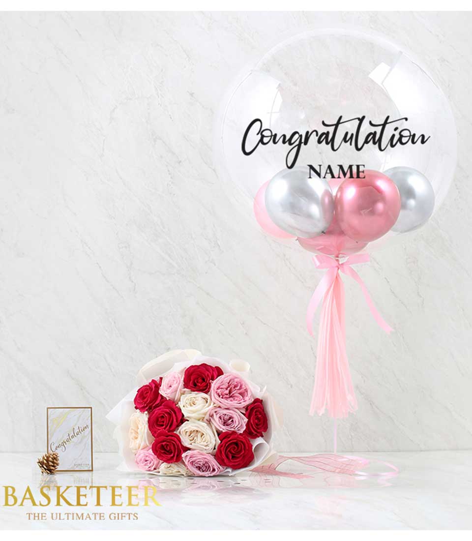 Experience elegance with our Pink Bouquet Balloon Combo Set, perfect for special celebrations.