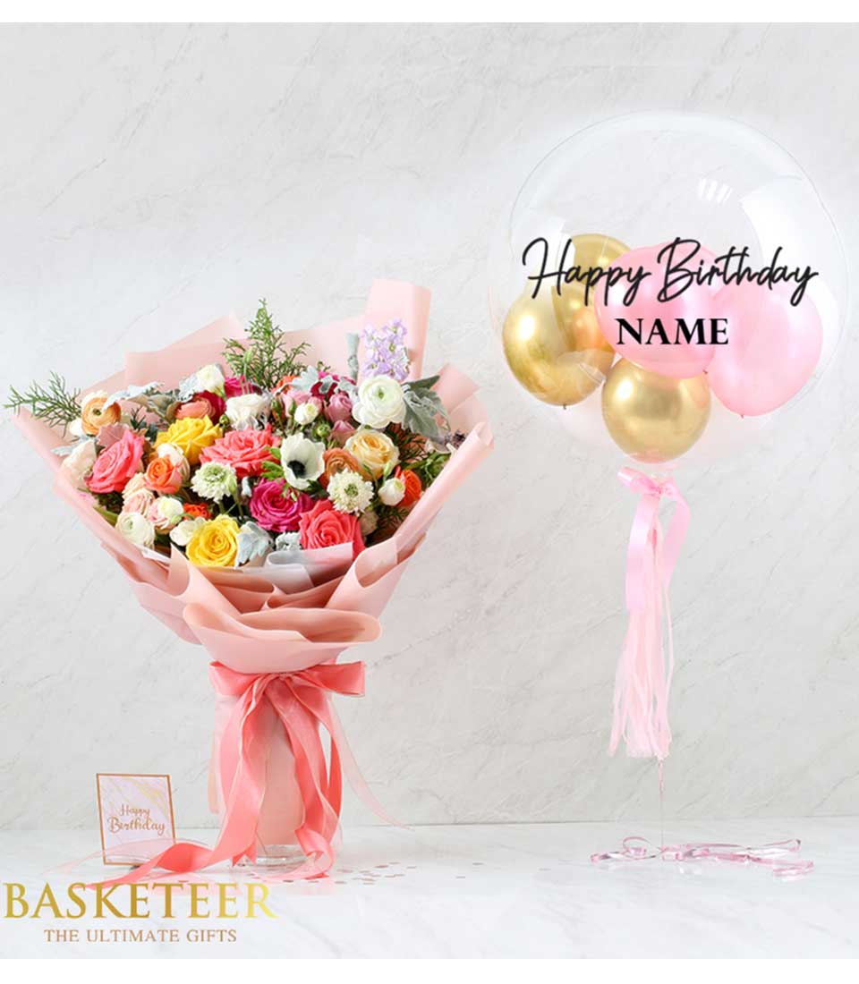 Explore our Sweet Balloon Bright Flower Combo Gift, a delightful surprise filled with vibrant blooms and cheerful balloons.