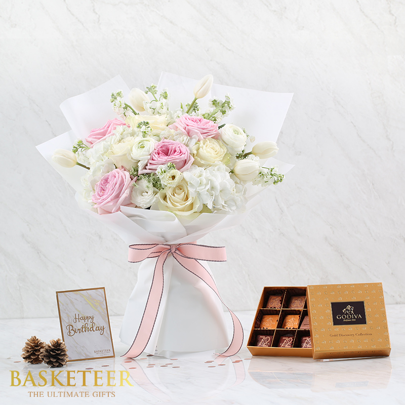 Chocolate & Pink-white Flower Combo