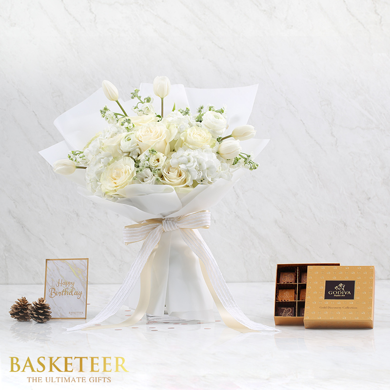Chocolate & White Flower Gift Set