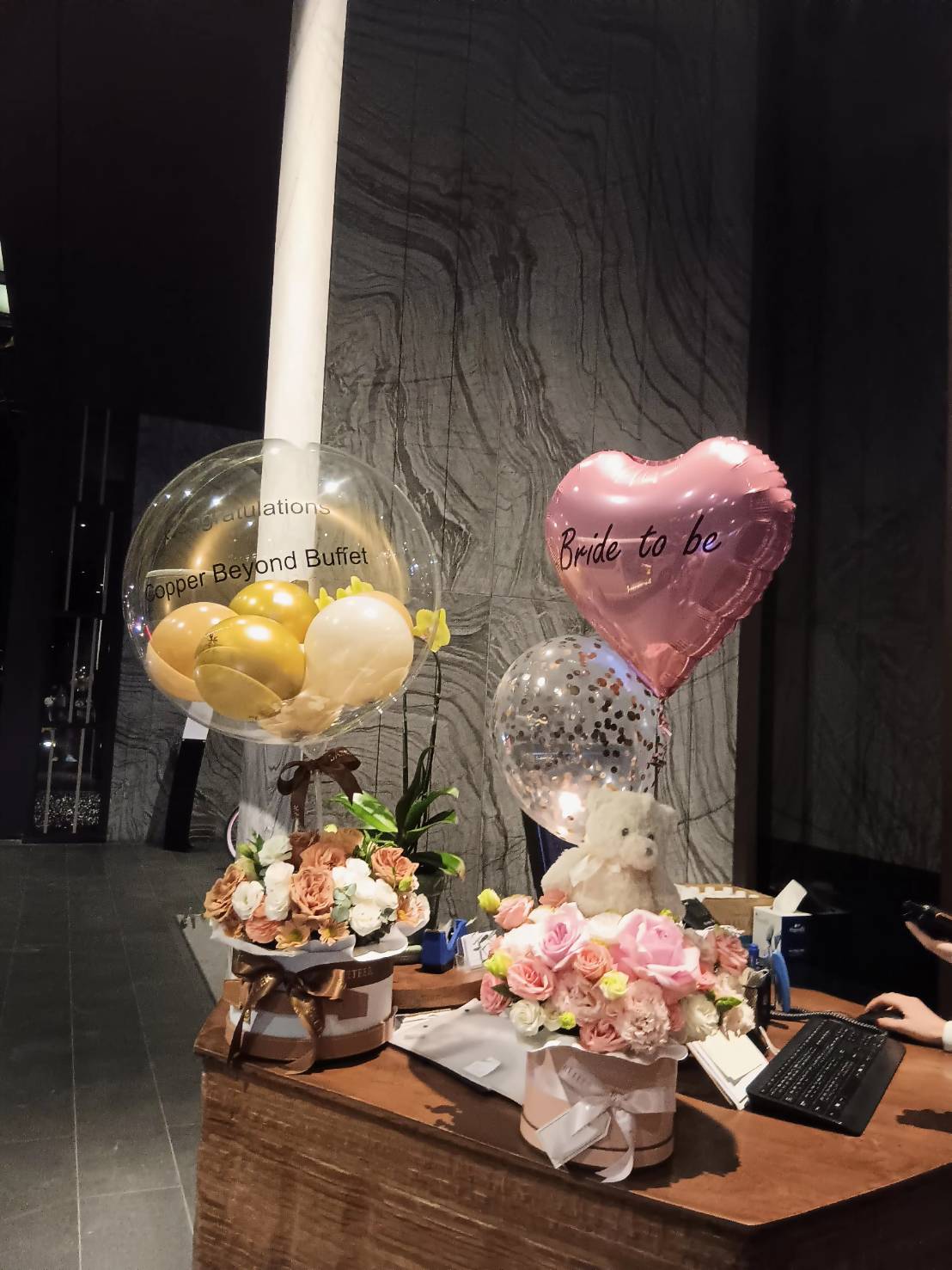 Delight your loved ones with our Purple Balloon & Blossom Combo, featuring a beautiful arrangement of purple blooms and cheerful balloons. Perfect for any occasion!