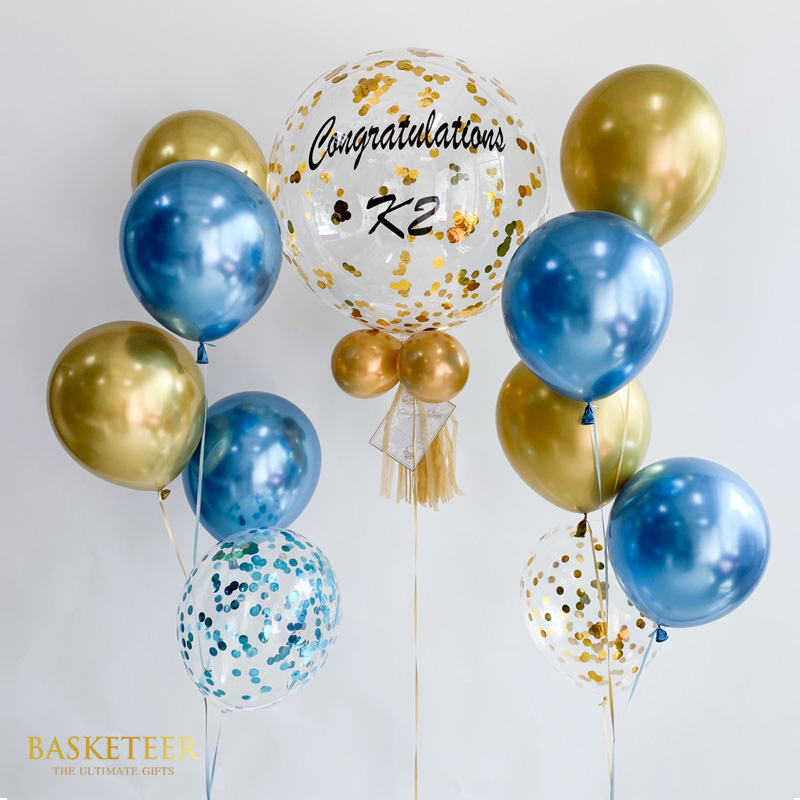 Gold And Blue Balloons Set