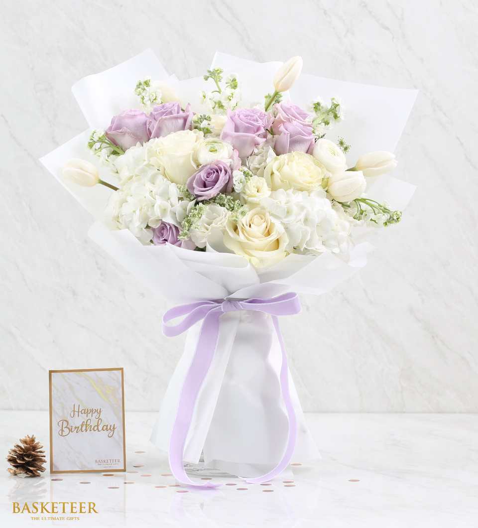 Valentine's Purple Tone Flowers Bouquet