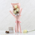 Valentine's White Mondial Rose Bouquet