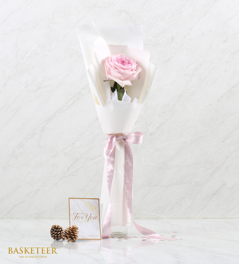 flower rose bouquet, flower bouquet, Single Pink O'Hara Rose Bouquet.