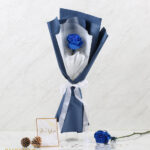 Single rose bouquet, flower bouquet, Single Tinted Blue Mondial Rose Bouquet