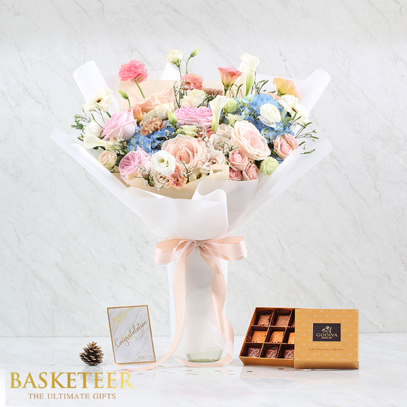 Combo Set( Chocolate And Flower Bouquet)