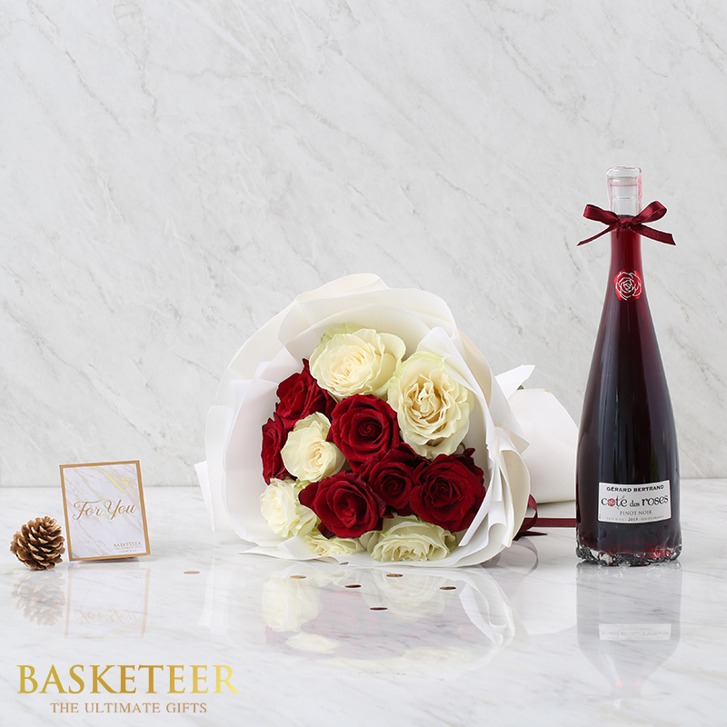 Combo Set(Flower Bouquet And Wine)