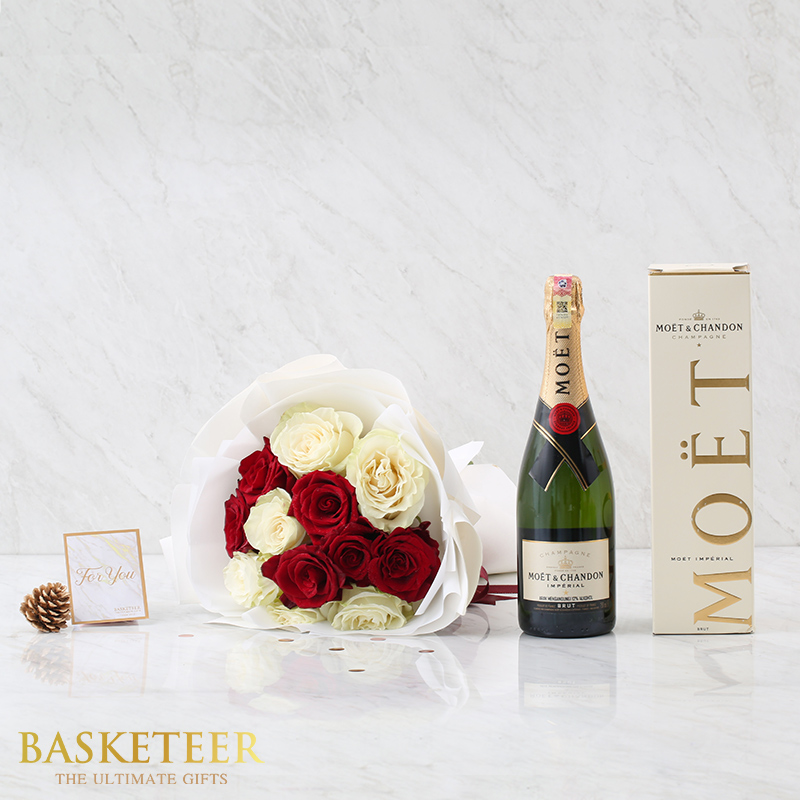 Combo Set(Flower Bouquet And Champagne)