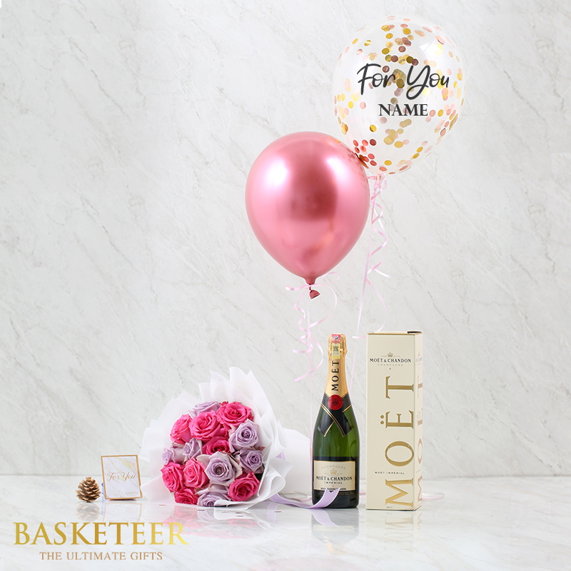 Combo Set(Flower Bouquet Balloon And Champagne)