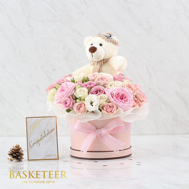 Combo Set( Flower Box And Teddy Bear)