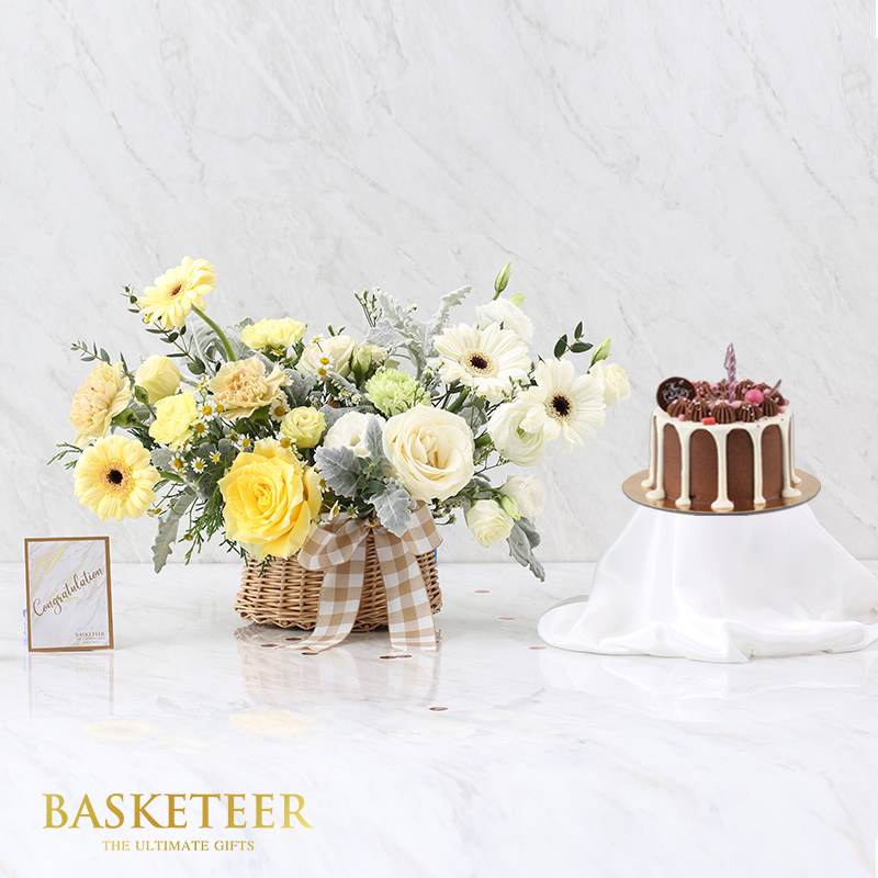 Cake, Chocolate, and Yellow Rose Splendor
