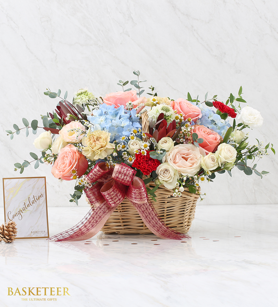 Bright Colors of Freshness Flowers Basket