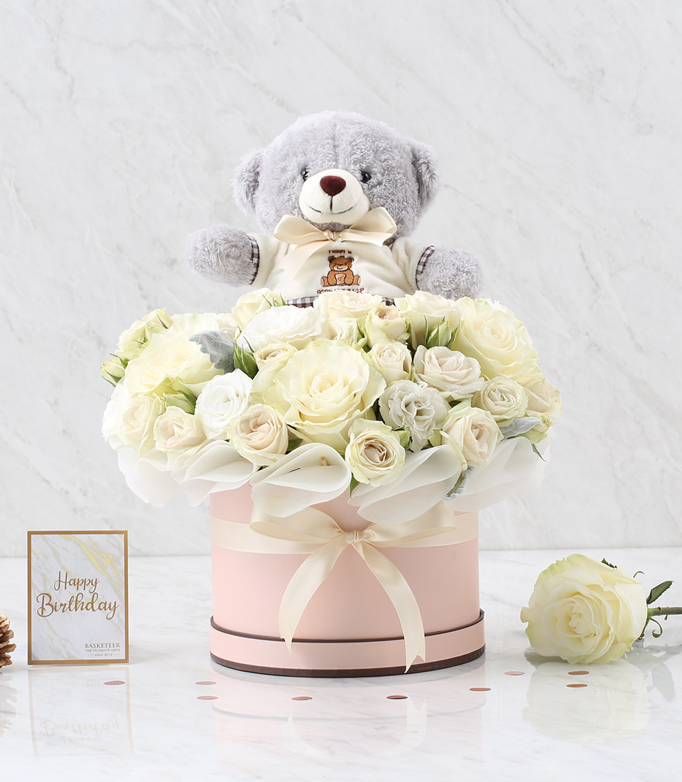 Combo Set( Flower Box And Teddy Bear )