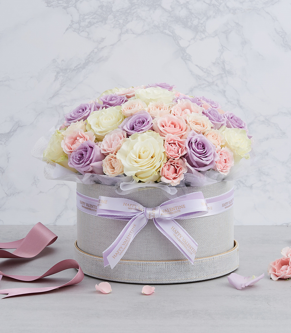 Pastel Lavender Love Roses Gift Box