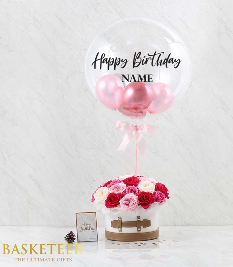 Discover the beauty of our Red Pink Flowers & Balloon Gift Box, featuring a stunning arrangement of red and pink flowers accompanied by a festive balloon. Order now for a joyful surprise!