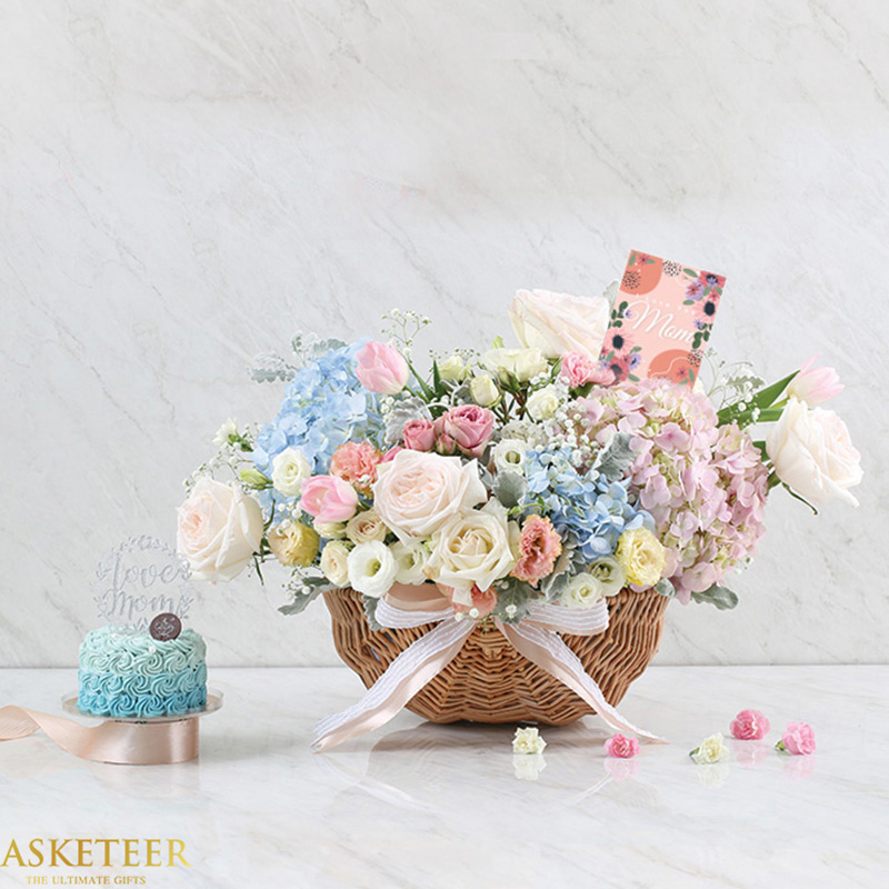 Combo Set (Fresh Flowers Basket And Cake)