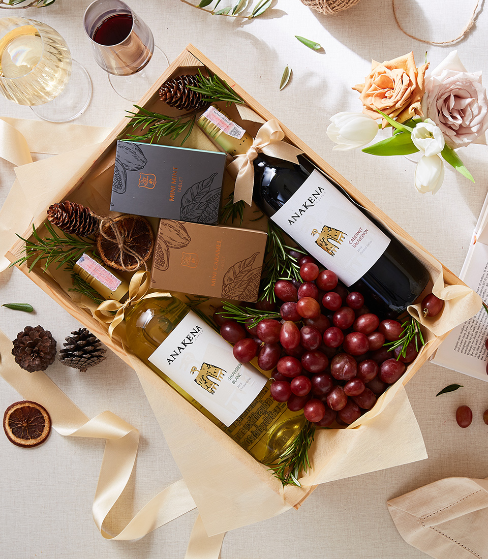 Double Wine And Fruit with Chocolate Box Set
