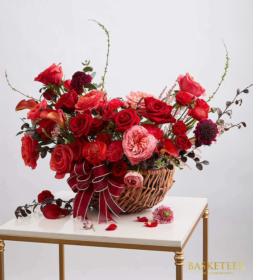 Beautiful Red Flowers Basket