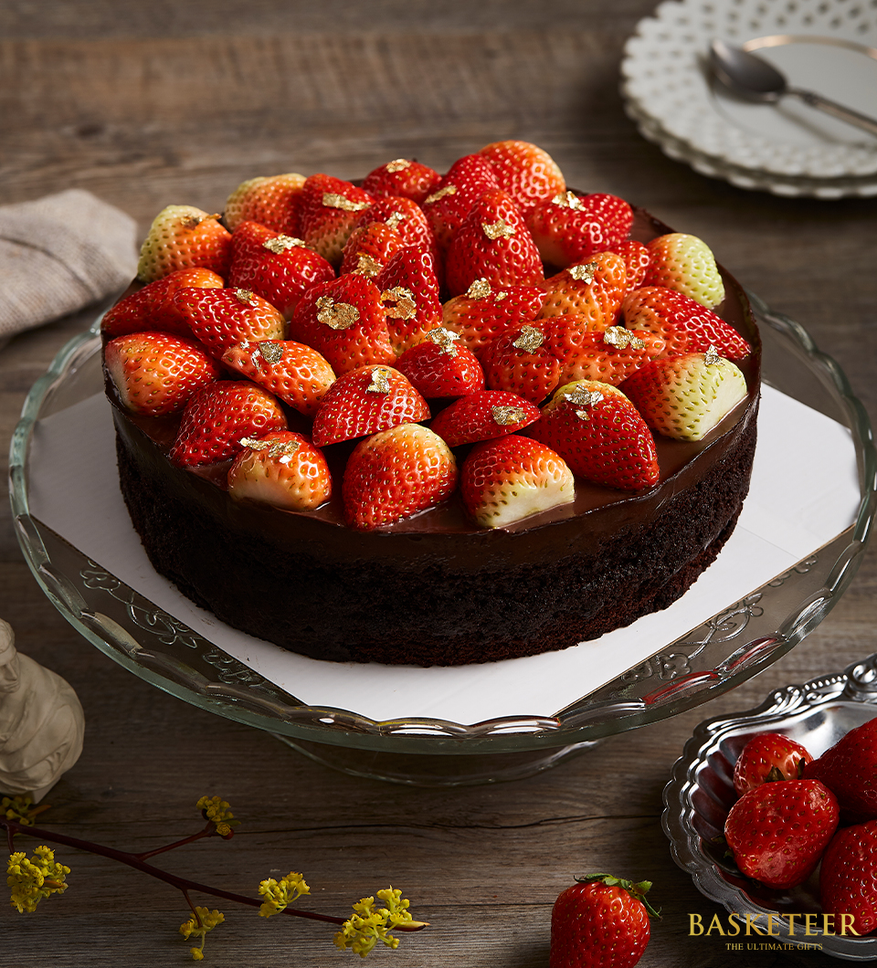 Soft Chocolate Cake with Strawberry