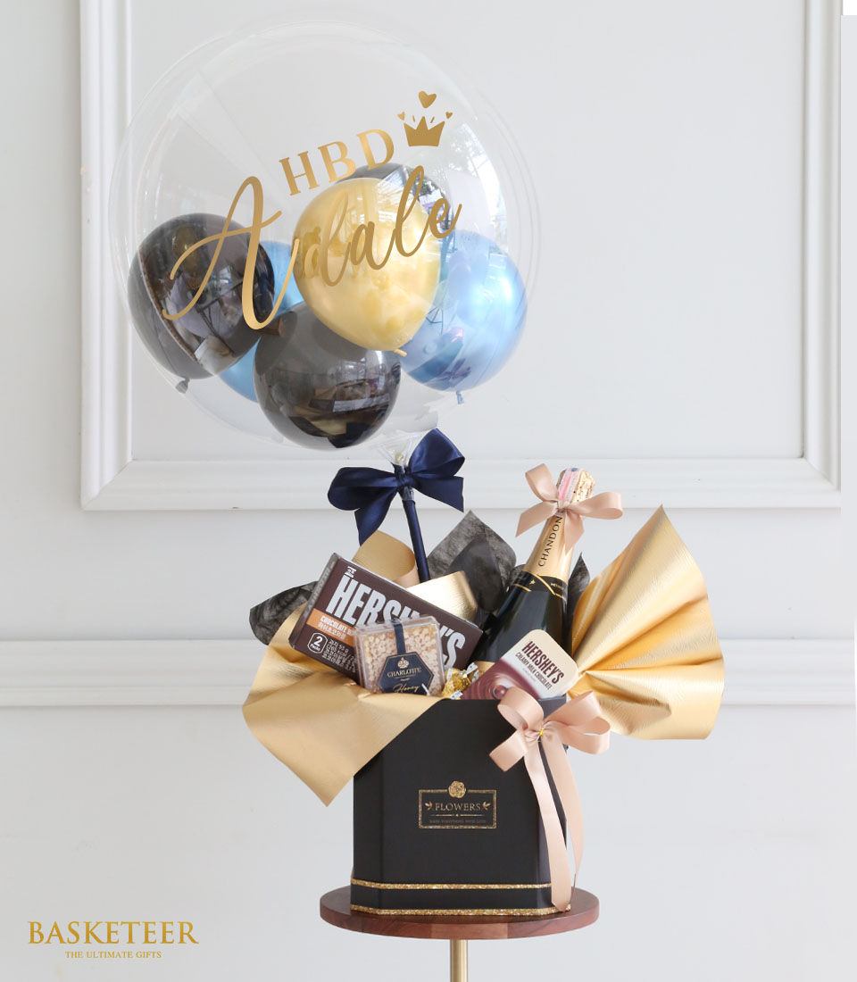 Elevate your celebrations with our Bubbly Balloon Wine Chocolate Gift Box Set, featuring premium wine, gourmet chocolates, and festive balloons.