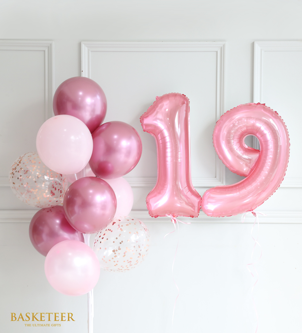 Balloons Number Color Pink Gift Set