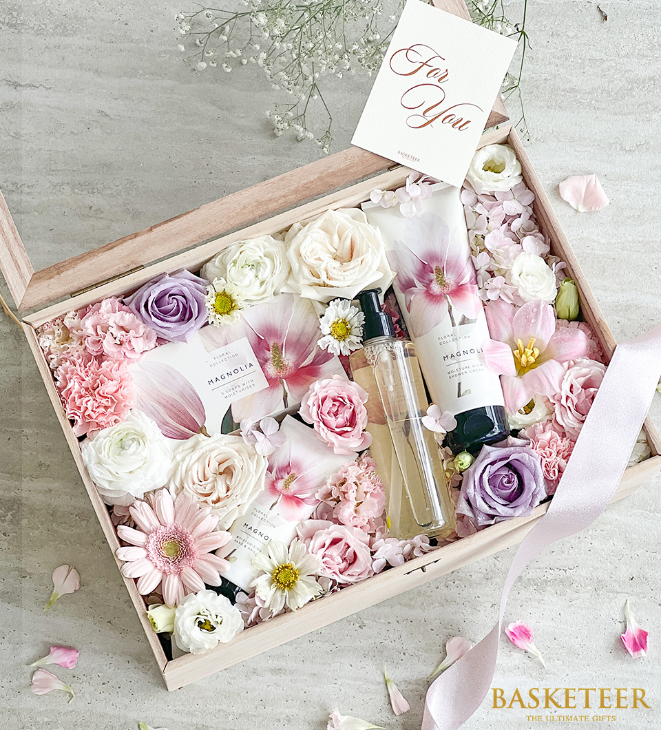 Soft Sweet Flowers and Spa Gift Basket
