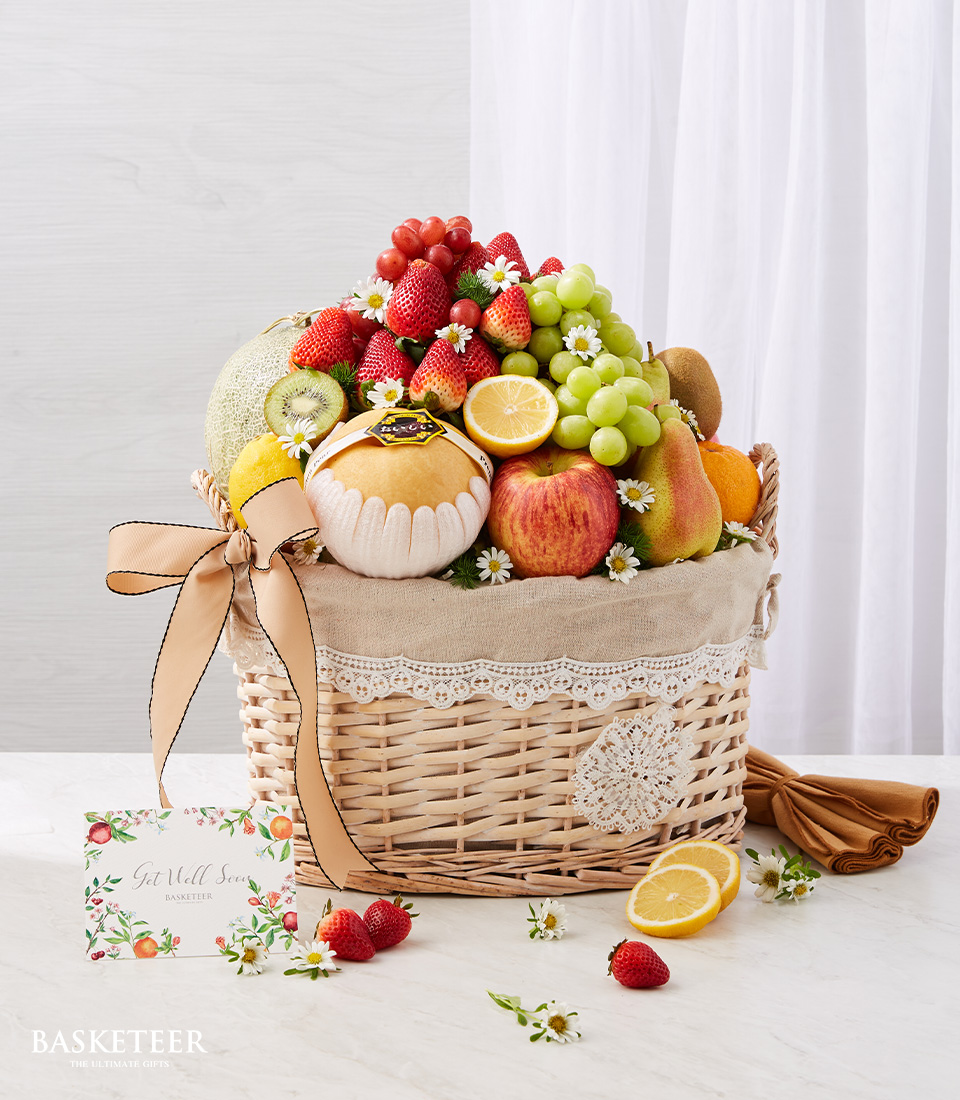 Fresh Fruits Gift In The Soft Brown Basket