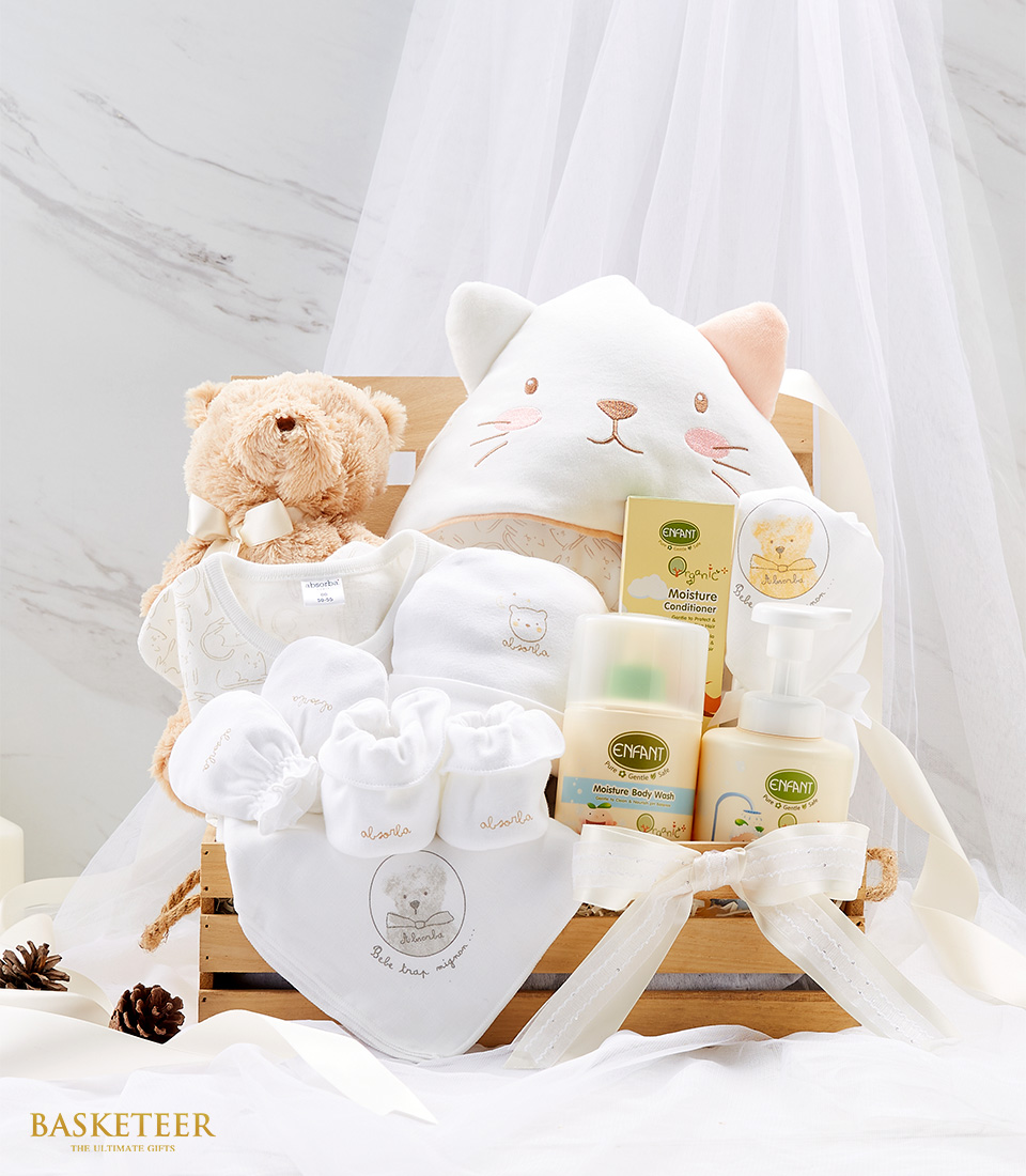 New Born Baby With Brown Teddy Bear Gift Set