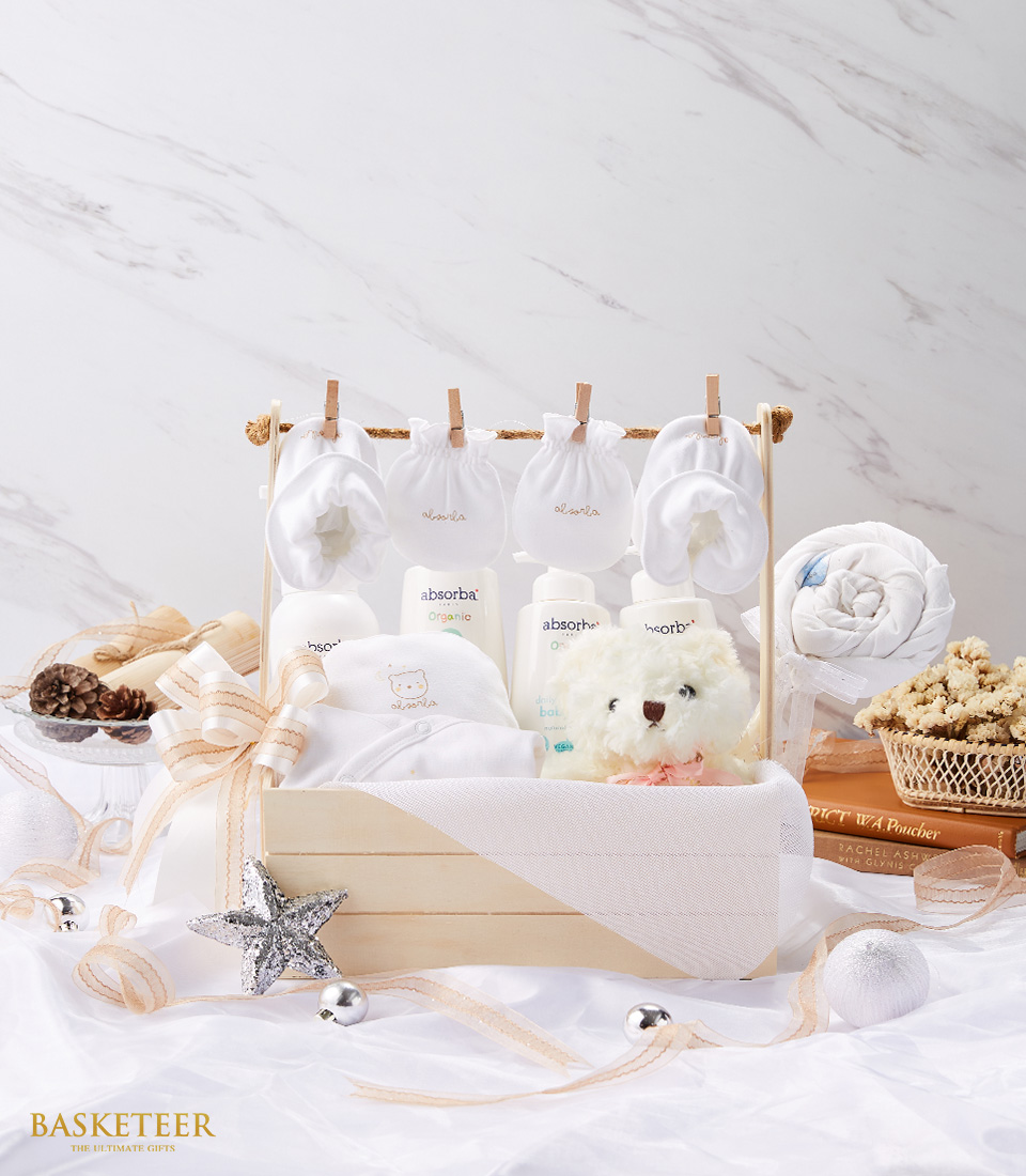 Newborn Baby With White Teddy Bear Gift Set