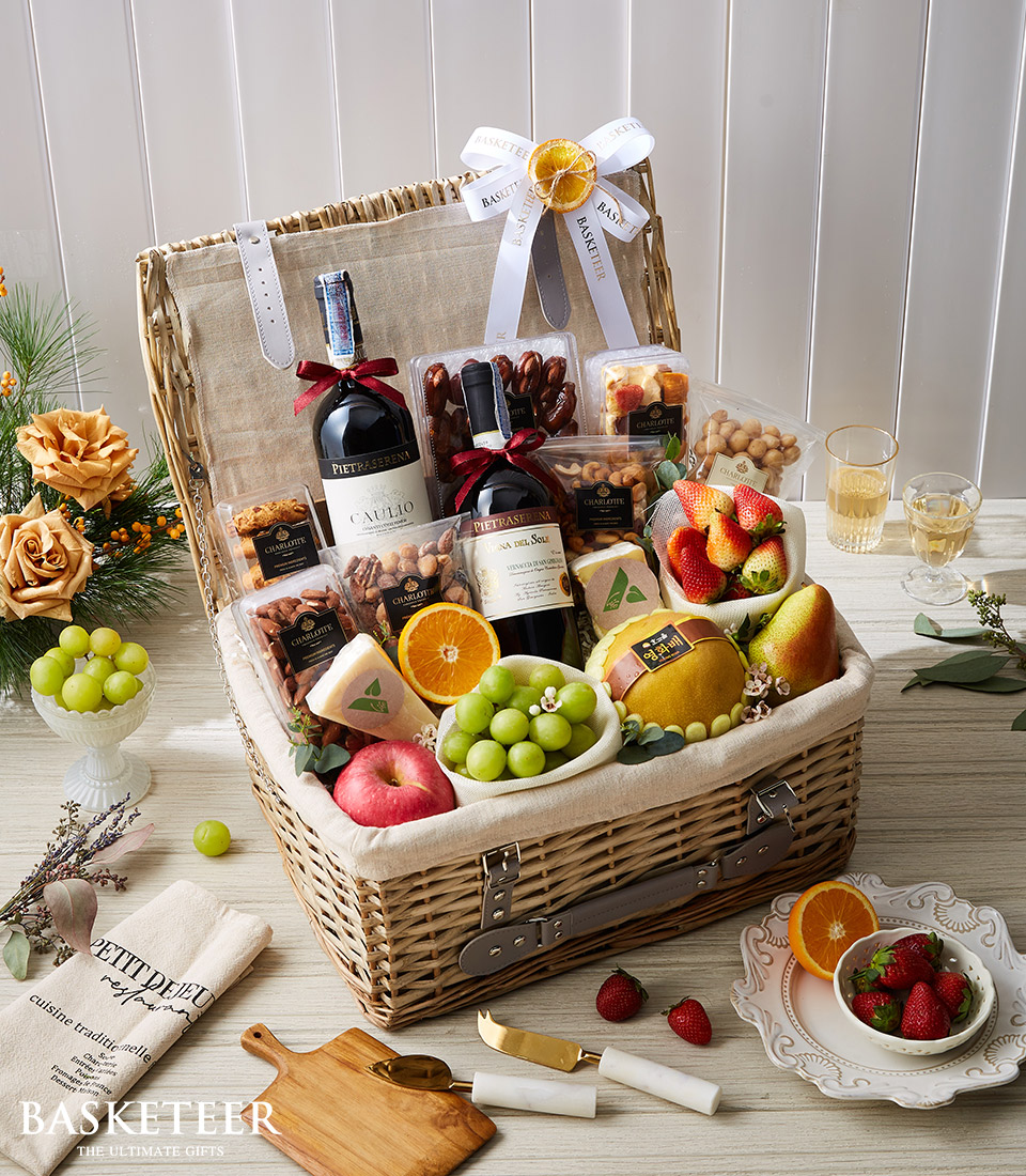 Wine & Snack, Fruit Gifts Basket