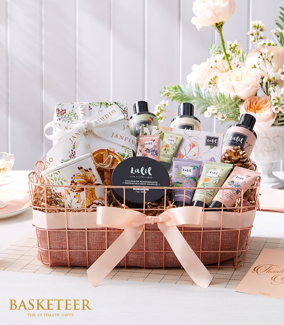 Indulge her with our Blissful Spa Collection Basket, the perfect gift for her to unwind and pamper herself.