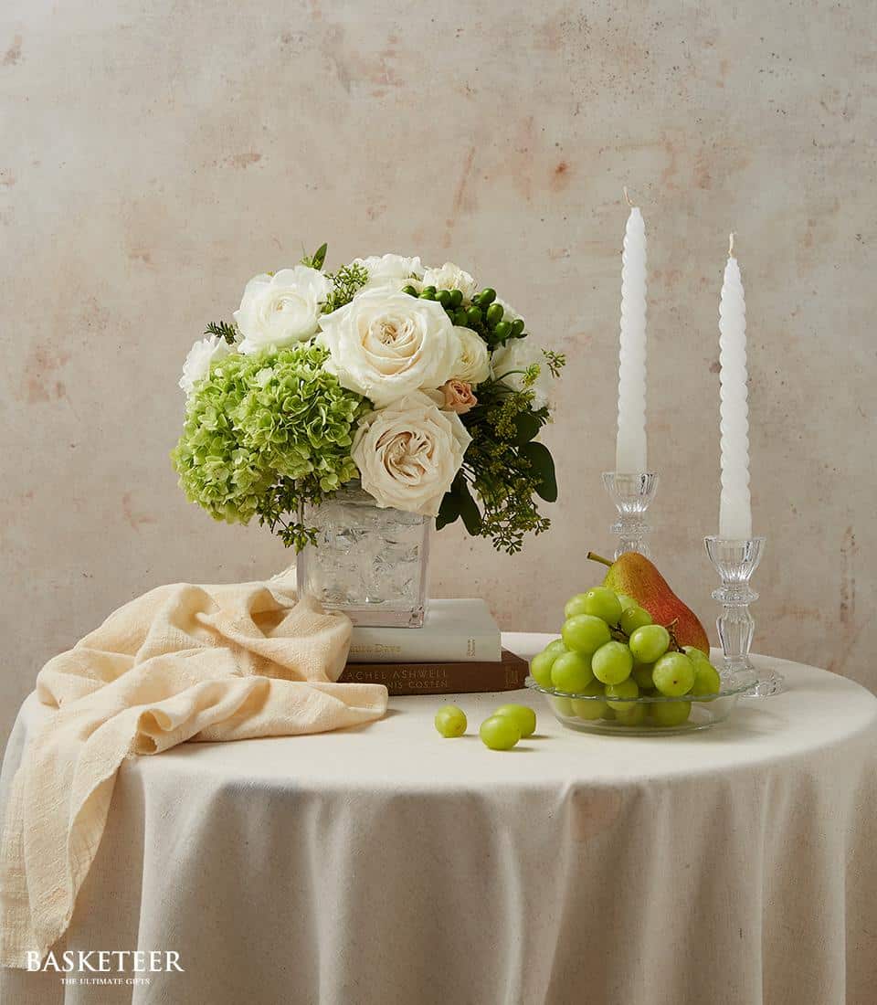 Cozy in Pure White Flowers In a Vase