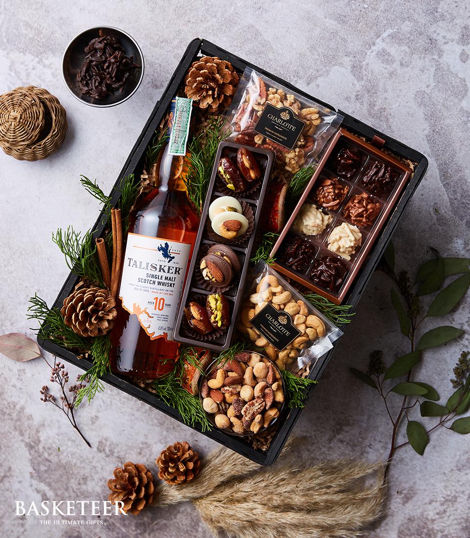 An opulent and inviting gift basket named the 