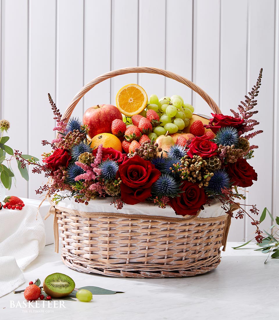 Fresh Fruit With Flower Gift Baskets