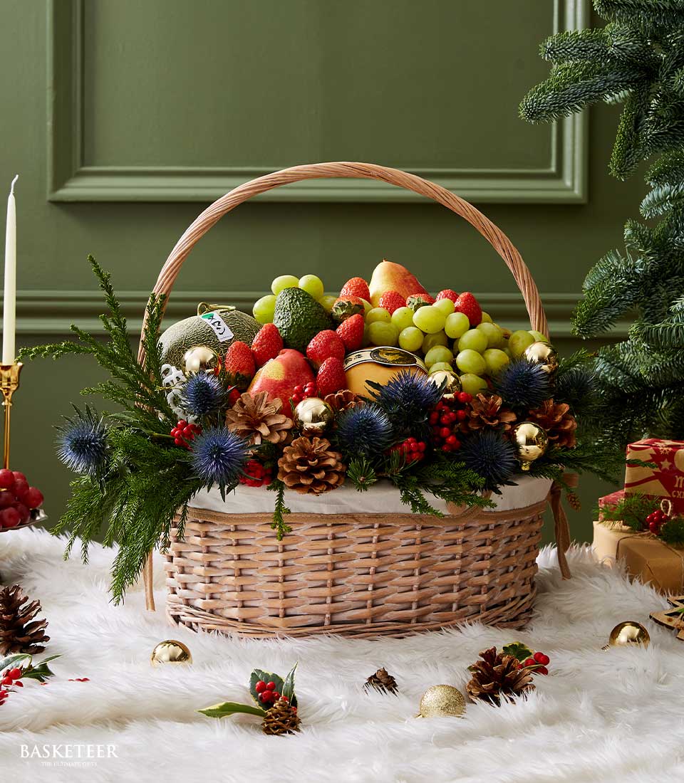 Elegant Holiday Orchard Basket, Christmas Gift Basket