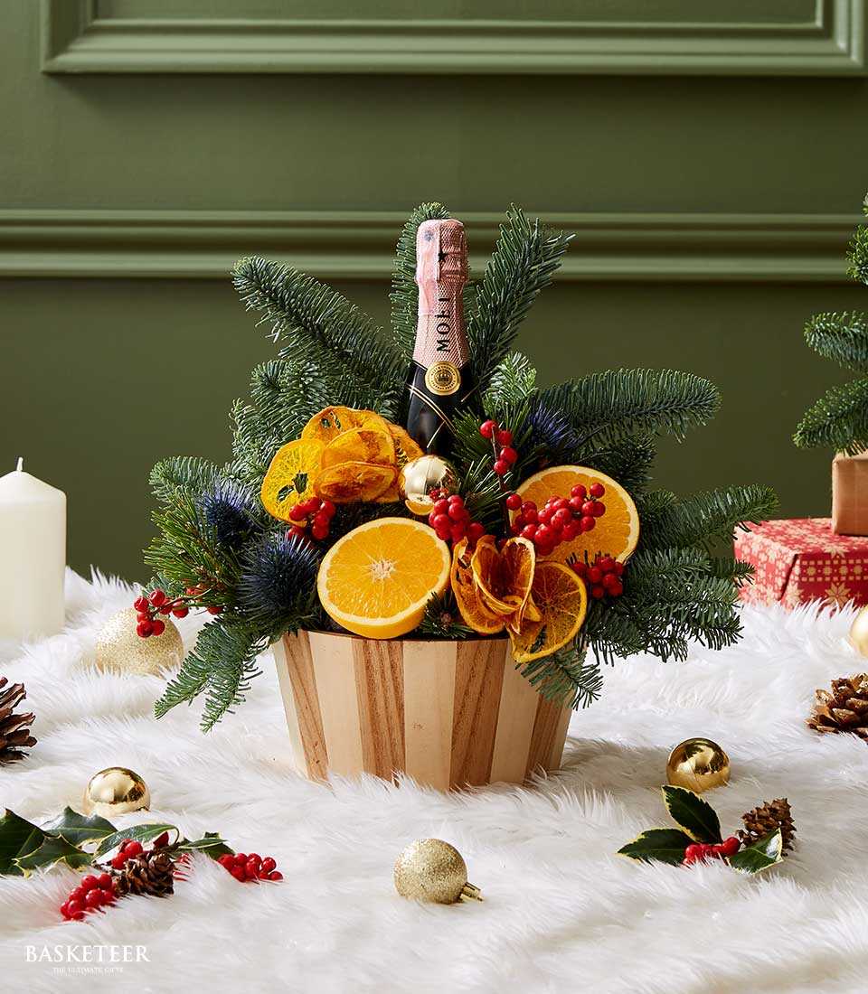 Premium Wine With Fruit Christmas Gift Wood Box