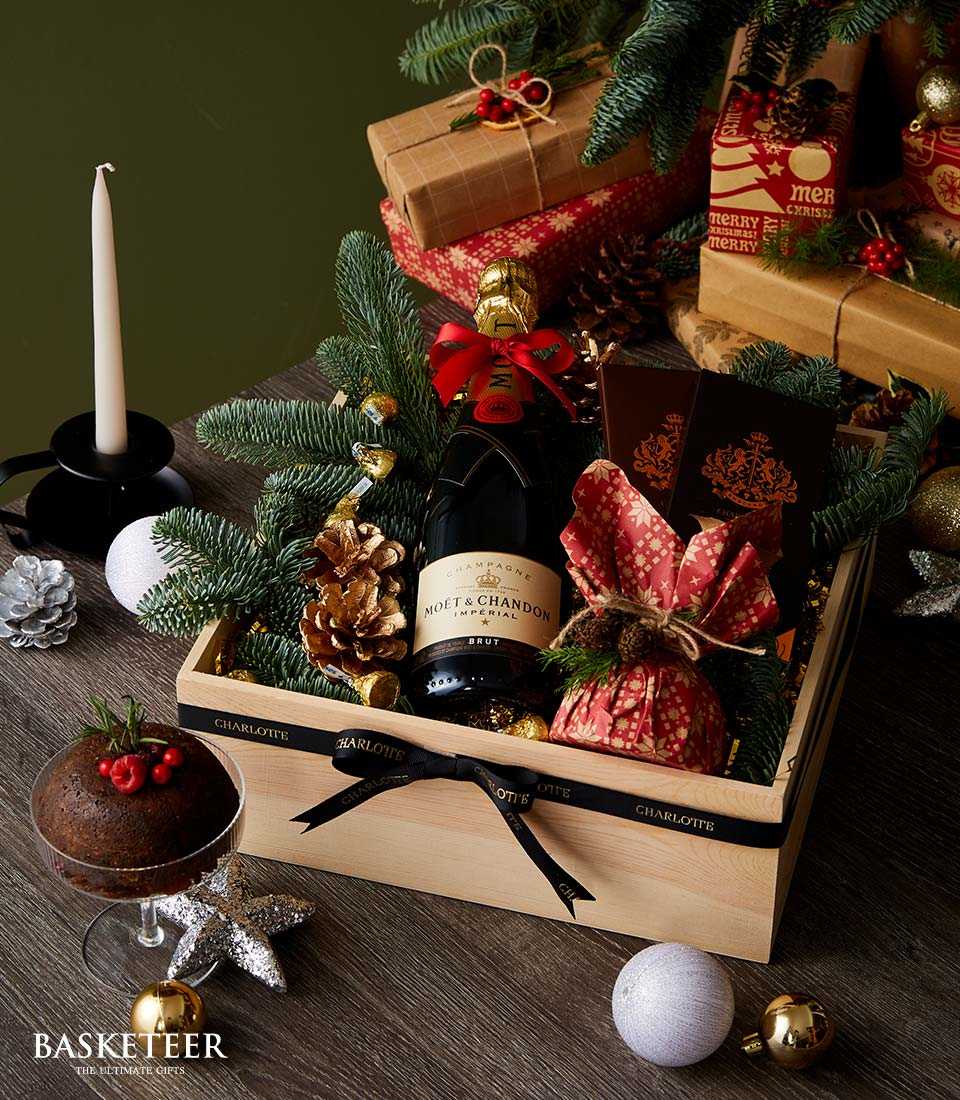 Wine Joy & Decadent Christmas Treats Wood Box