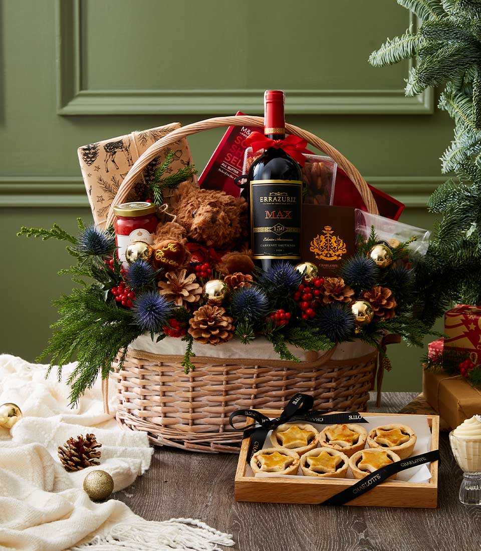 Bear & Bottle Bash Christmas Gift Basket