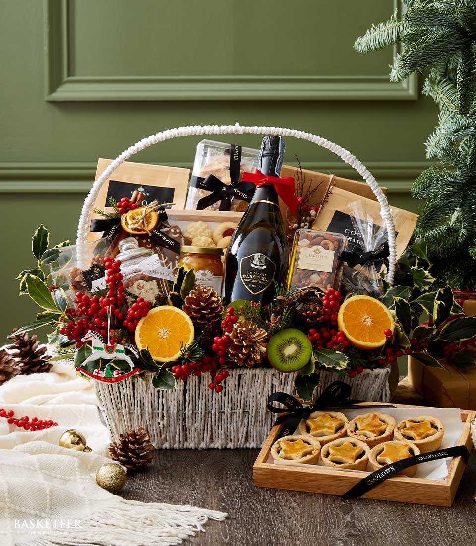 Festive Wine with Mince Pie Delights Basket